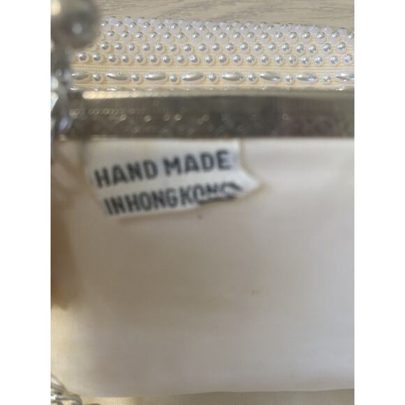 Women’s Vintage Cream Ivory Beaded Purse Clutch Evening Bag Made In Hong Kong - Picture 7 of 7